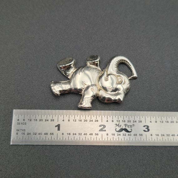 Sterling Silver Large Dancing Elephant Animal Pin… - image 6