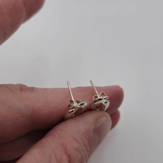 Sterling Silver Double Dolphin Stud Earrings A2478 - image 3