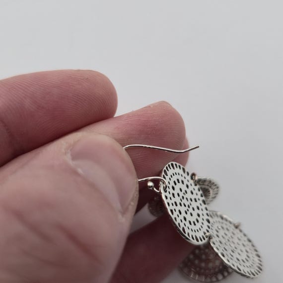 Sterling Silver Large Pattern Crystal Earrings A4… - image 5