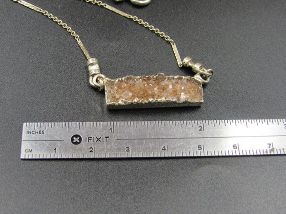 16" Sterling Silver Rustic Brown Druzy Stone Neck… - image 5