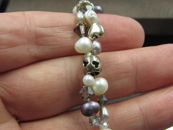 7" Sterling Silver Real Pearls Twisted Style Brac… - image 3