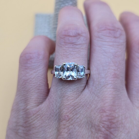 Size 8 Sterling Silver Triple Rectangle Cubic Zir… - image 3