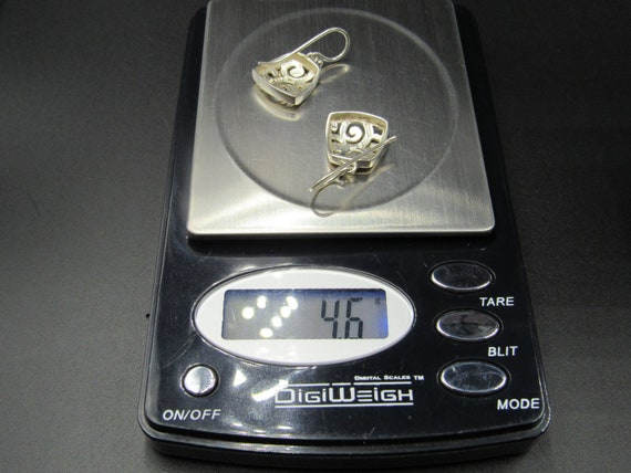 Sterling Silver Medium Pattern Square Dangle Earr… - image 5