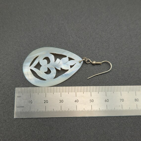 Silver Plated Cutout Design White Shell Handmade … - image 4