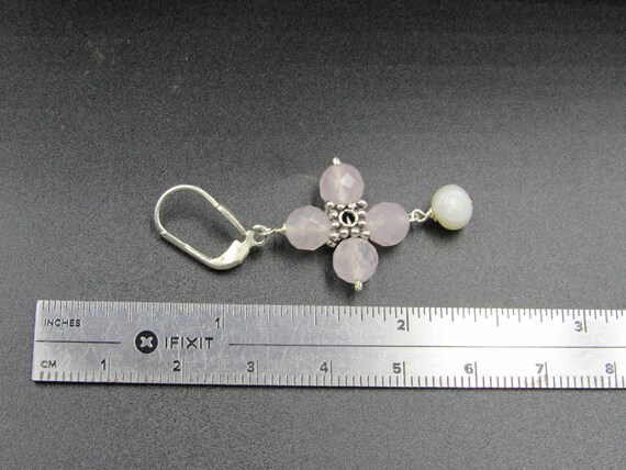 Sterling Silver Four Faceted Rose Quartz And Pear… - image 5