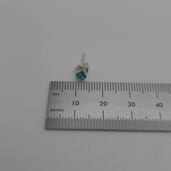 Sterling Silver Tiny Blue Crystal Stud Earrings A… - image 4
