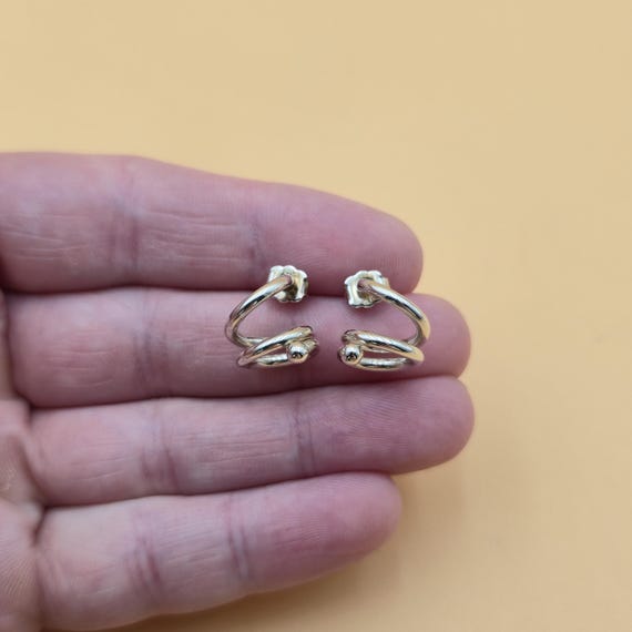 Sterling Silver Corkscrew Design Dangle Earrings … - image 1