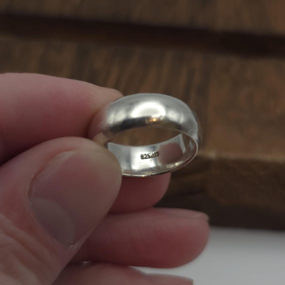 Size 6.75 Sterling Silver Worn Solid Plain Ring A… - image 4