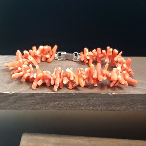 7 Inch 925 Sterling Silver Rustic Coral Bracelet