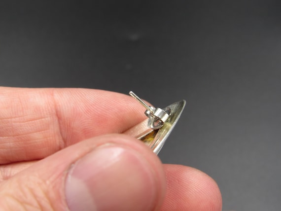 Sterling Silver Triangle Shell Inlay Earrings Vin… - image 2