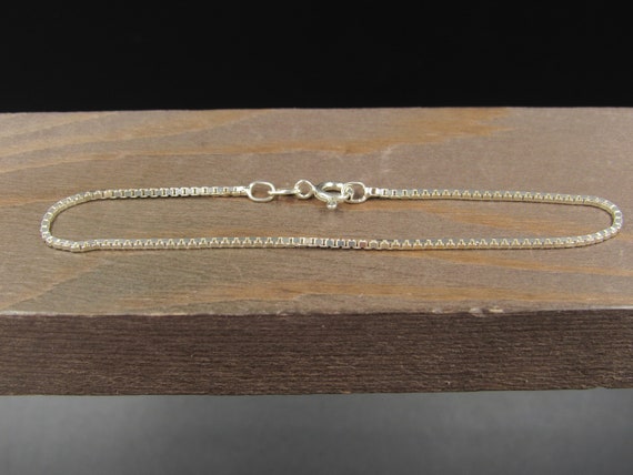 7 Inch Sterling Silver Simple Box Chain Bracelet - image 2