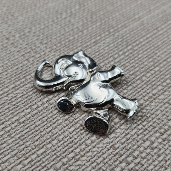 Sterling Silver Large Dancing Elephant Animal Pin… - image 2