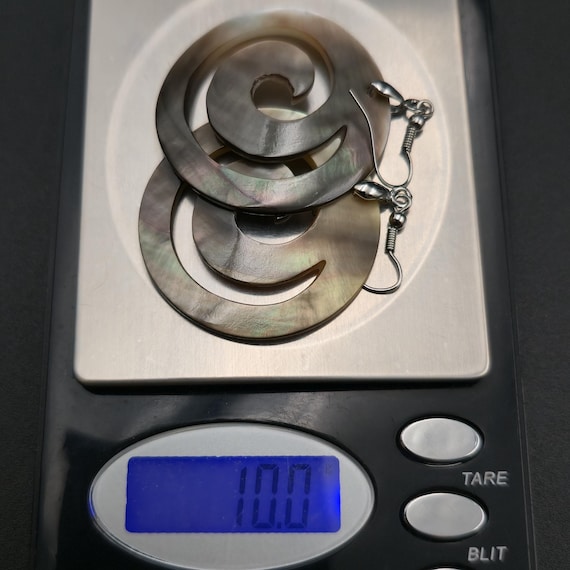 Silver Plated Large Swirl Wave Pattern Shell Earr… - image 5