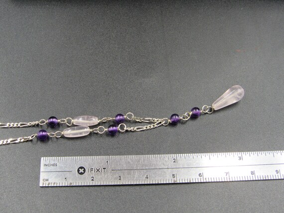 18 Inch Sterling Silver Rose Quartz And Amethyst … - image 5