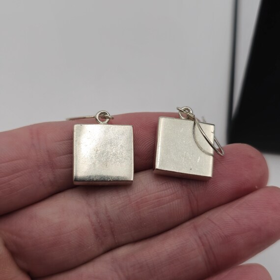 Sterling Silver Unique Shell Background Square Ea… - image 3