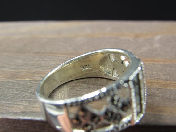 Size 6.75 Sterling Silver Cool Pattern Marcasite … - image 4