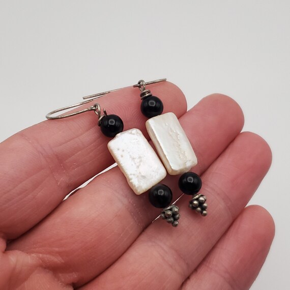 925 Sterling Silver Rectangle Shell And stone Tar… - image 2