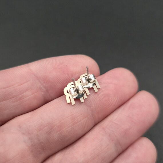 Silver Plated Interlocking Triple R Stud Earrings… - image 3