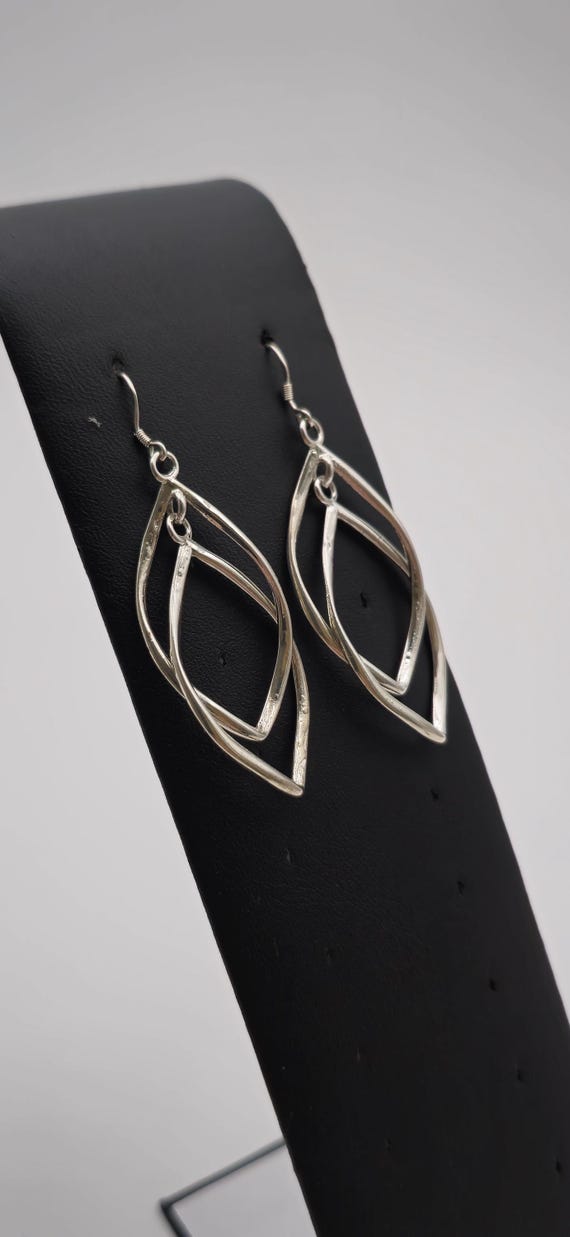 Sterling Silver Double Loop Style Large Earrings … - image 2