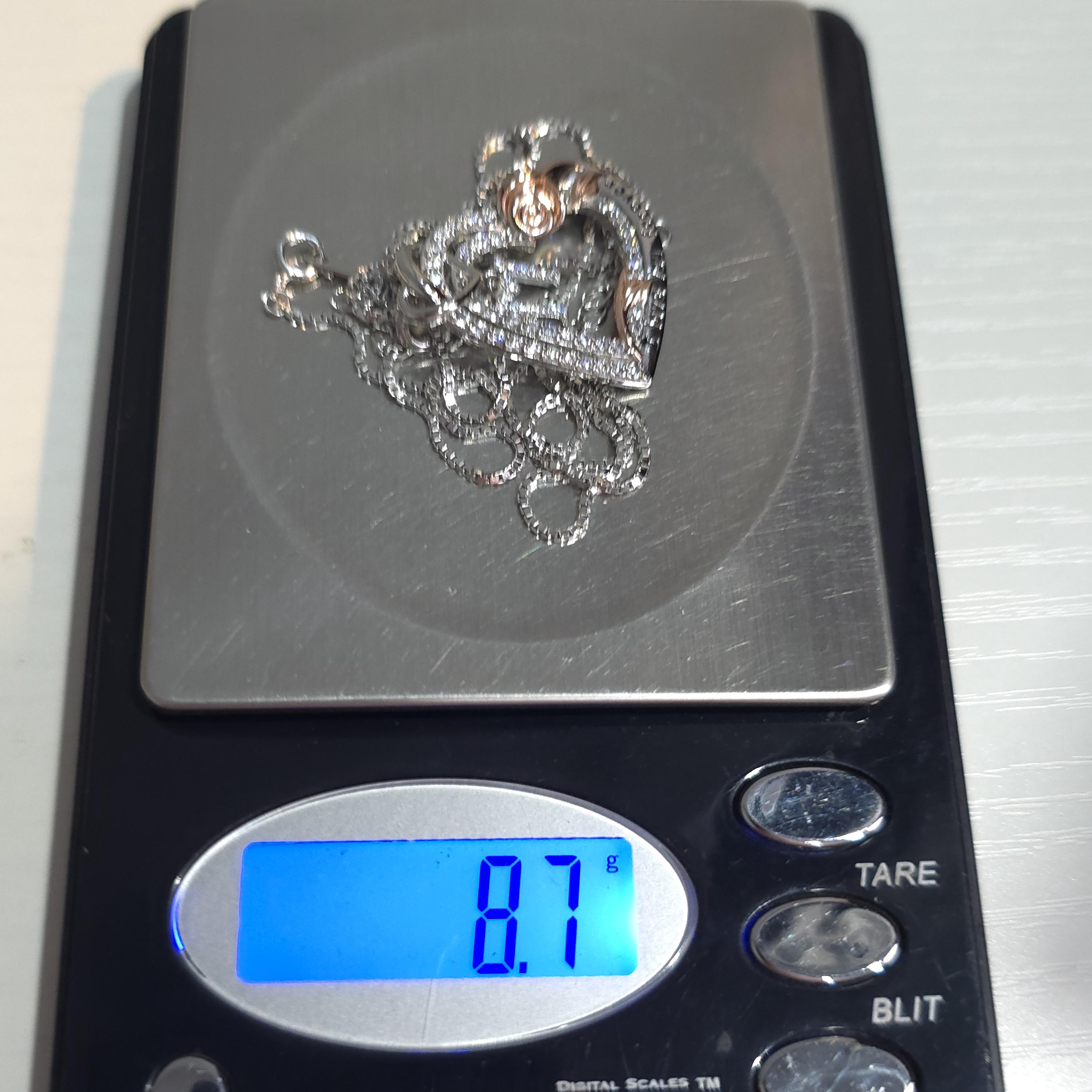 22 Inch Sterling Silver Heart and Letter M CZ Gem Necklace A669 - Etsy
