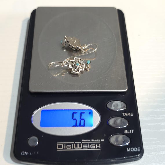 Sterling Silver Solid Bright Blue Stone Earrings … - image 5