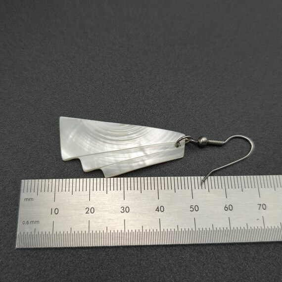 Silver Over Copper Beautiful White Shell Dangle E… - image 3