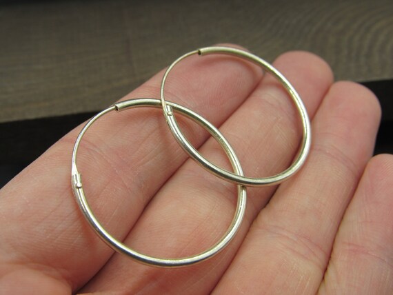 Sterling Silver Cool Hoop Simple Earrings Vintage… - image 2