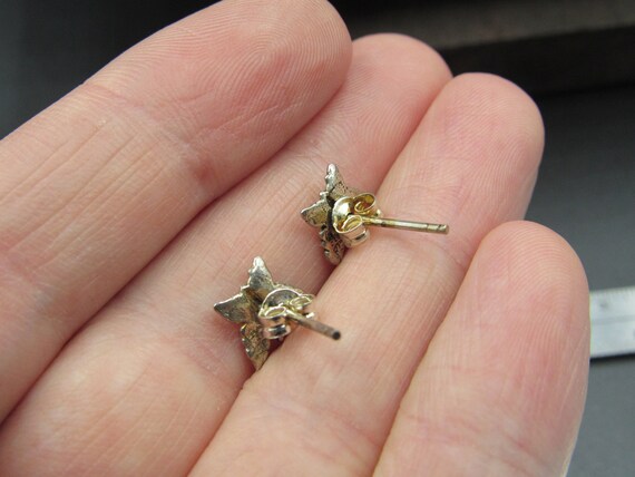 Sterling Silver Tiny Butterfly Rustic Stud Earrin… - image 3