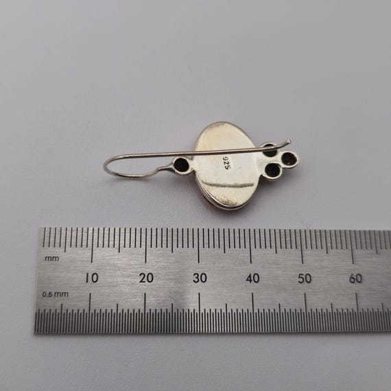 Sterling Silver Oval Red Shell Unique Earrings A2… - image 4