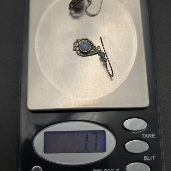 Silver Plated Chalcedony Stone Dangle Earrings A6… - image 5