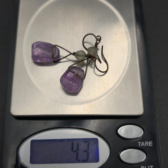 Copper Handmade Amethyst Stone Dangle Earrings A6… - image 5