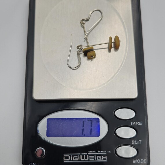 Sterling Silver Bar Style Shell Dangle Earrings A… - image 5