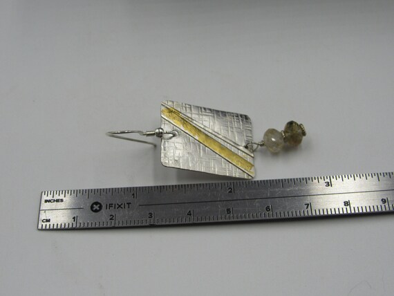 Sterling Silver Rectangle Quartz Stone Earrings V… - image 4