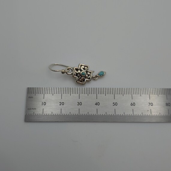 Sterling Silver Solid Bright Blue Stone Earrings … - image 4