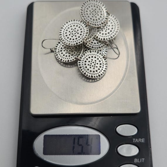 Sterling Silver Large Pattern Crystal Earrings A4… - image 7