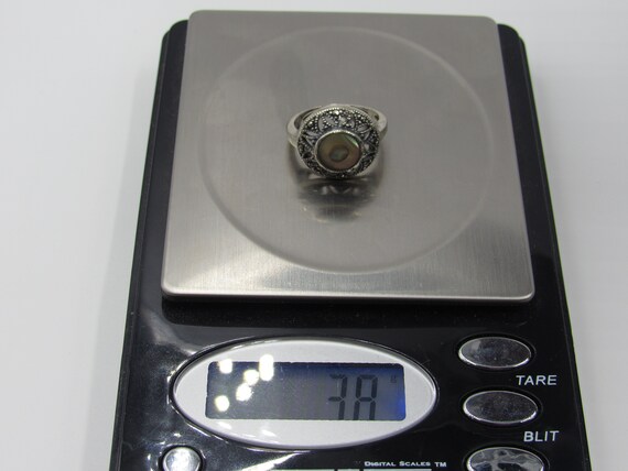 Size 4.75 Sterling Silver Rustic Shell Inlay Band… - image 8