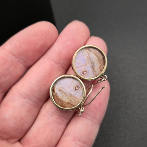 Sterling Silver Unique Pattern Half Hoop Earrings… - image 4