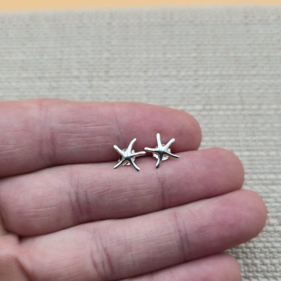 Sterling Silver Small Starfish Stud Earrings A5299 - image 1