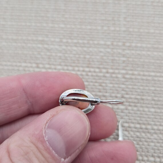 Sterling Silver Orange Material Simple Dangle Ear… - image 3
