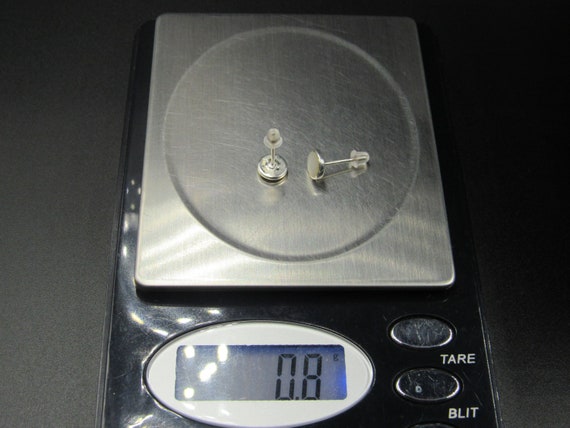 Sterling Silver Small Circle White Shell Stud Ear… - image 6