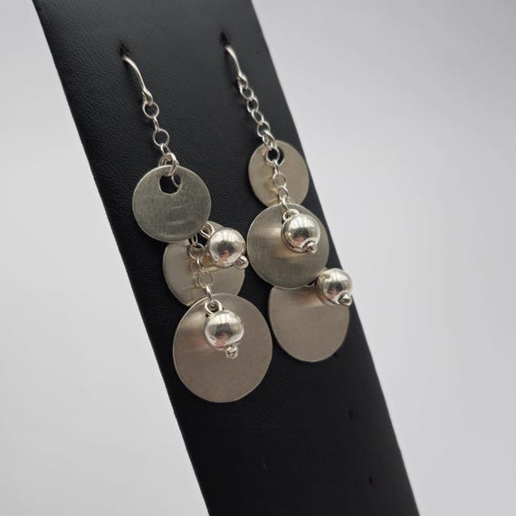 Sterling Silver Heavy Circle And Orbs Dangle Earrings A3254 View 2