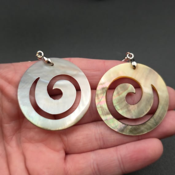 Silver Plated Large Swirl Wave Pattern Shell Earr… - image 3