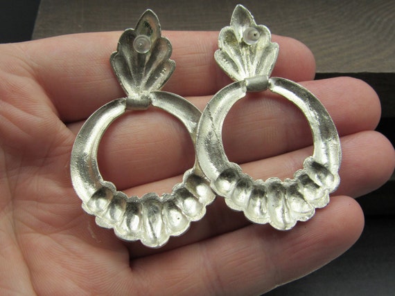 Sterling Silver Fancy Large Stylish Earrings Vint… - image 4