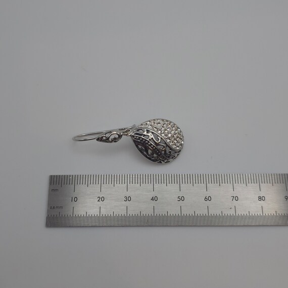 Sterling Silver Handmade Fancy Pattern Crystal Ea… - image 5