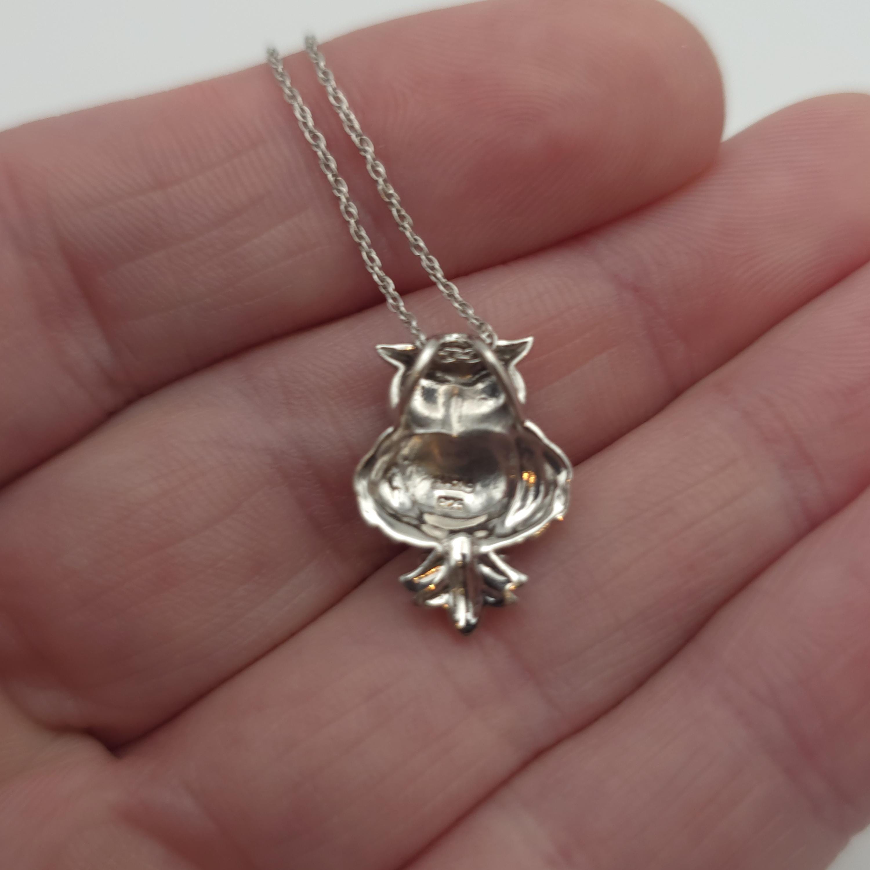 18 Inch Sterling Silver Crystal Owl Cute Necklace A594 - Etsy