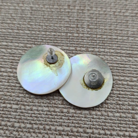 Silver Plated White Circle Shell Handmade Earring… - image 3