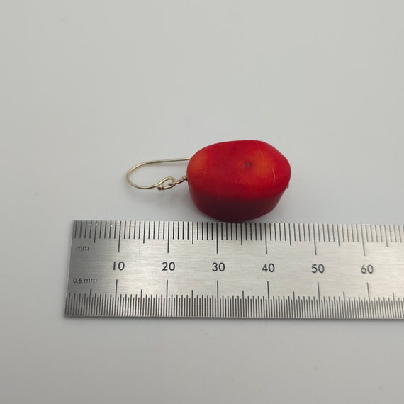 925 Sterling Silver Large Chunky Red Shell Dangle… - image 5