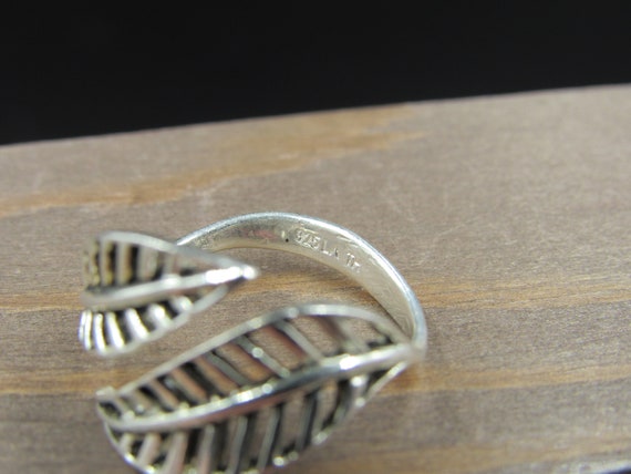 Size 9 Sterling Silver Leaf Nature Open Band Ring - image 4