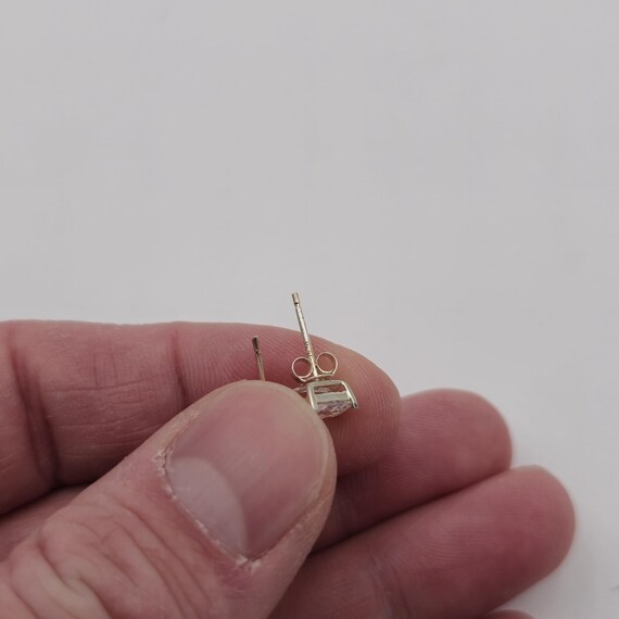 Sterling Silver Small Rectangle Cubic Zirconia St… - image 3