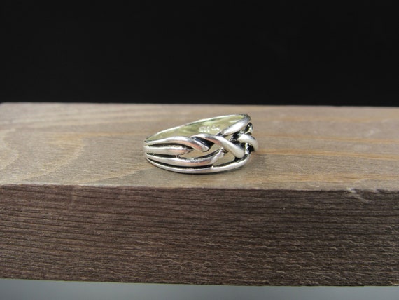 Size 5.75 Sterling Silver Cross Braid Band Ring V… - image 2